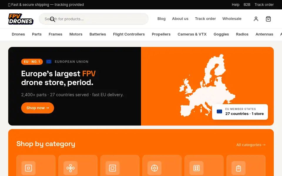 Screenshot of fpvdrones.eu