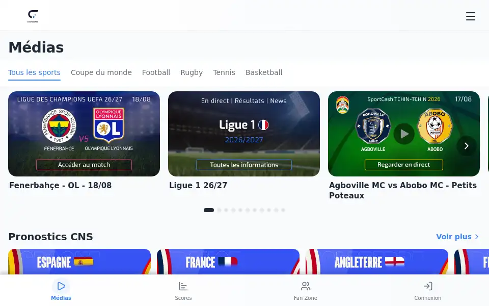 Screenshot of fr.clicnscores.com