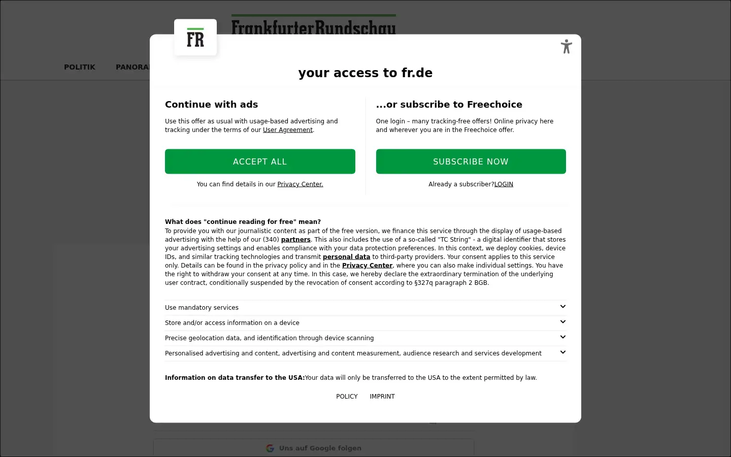 Screenshot of fr.de