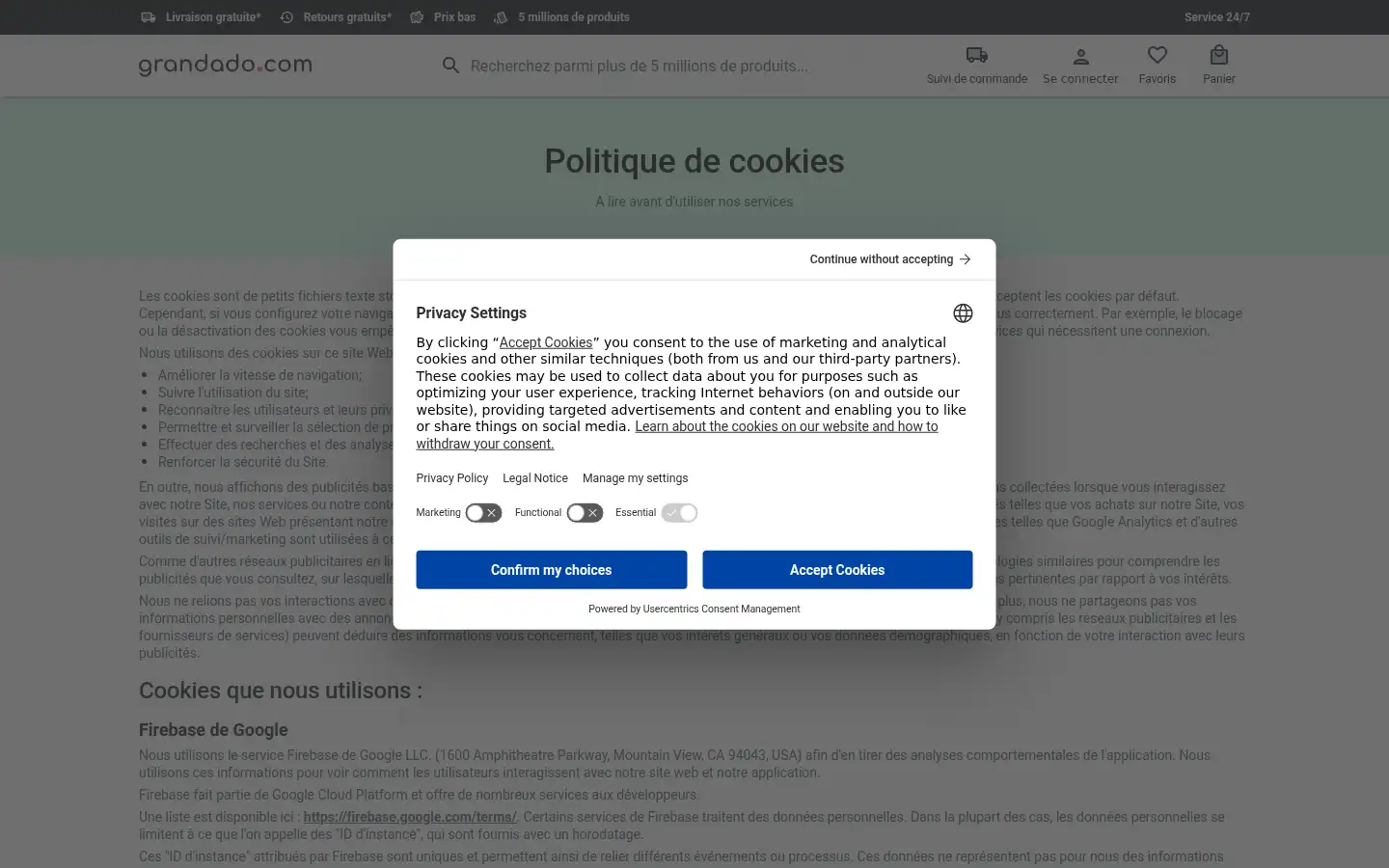 Screenshot of fr.grandado.com