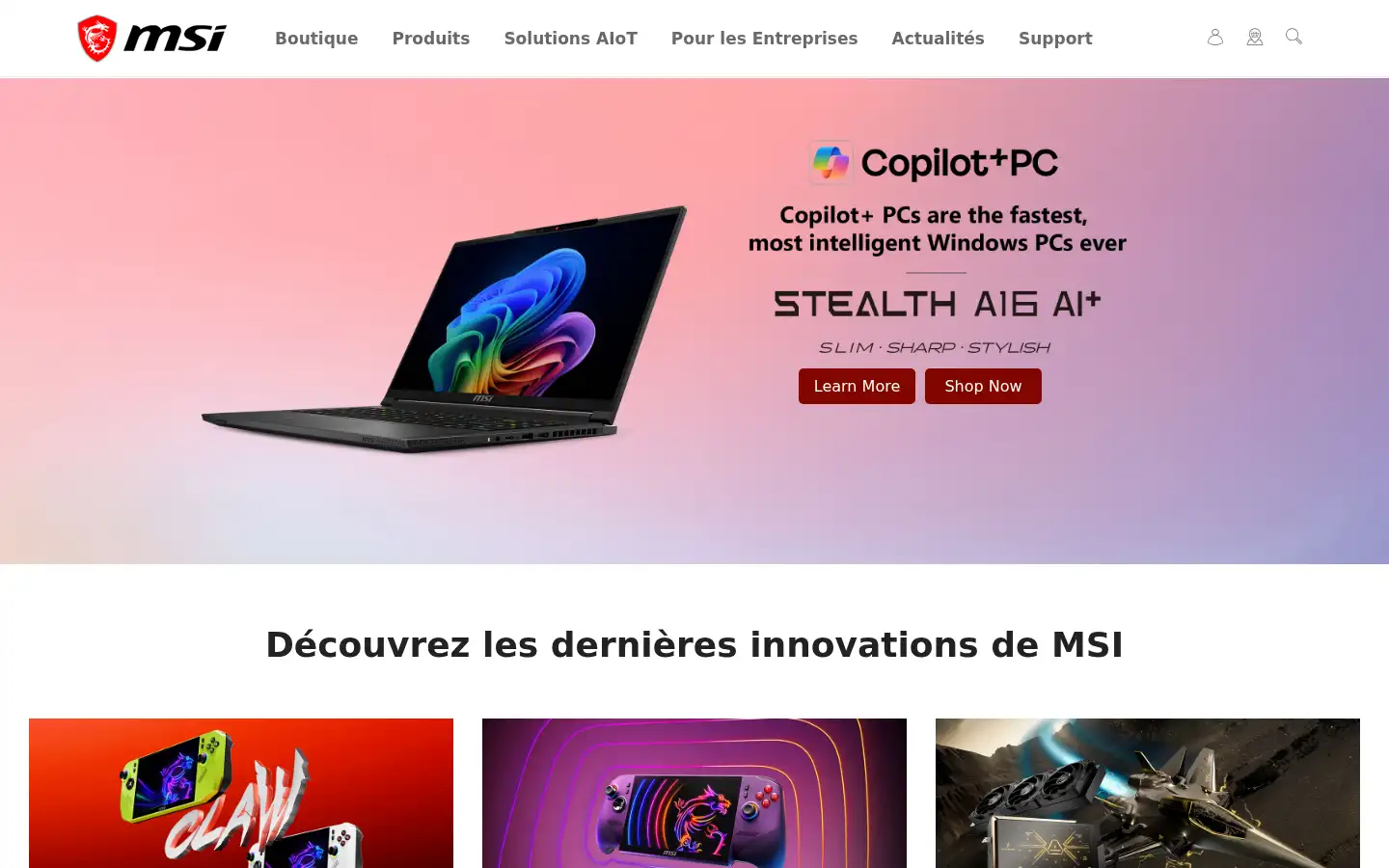 Screenshot of fr.msi.com