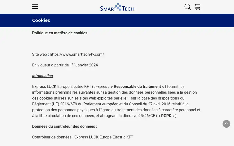 Screenshot of fr.smarttech-tv.com