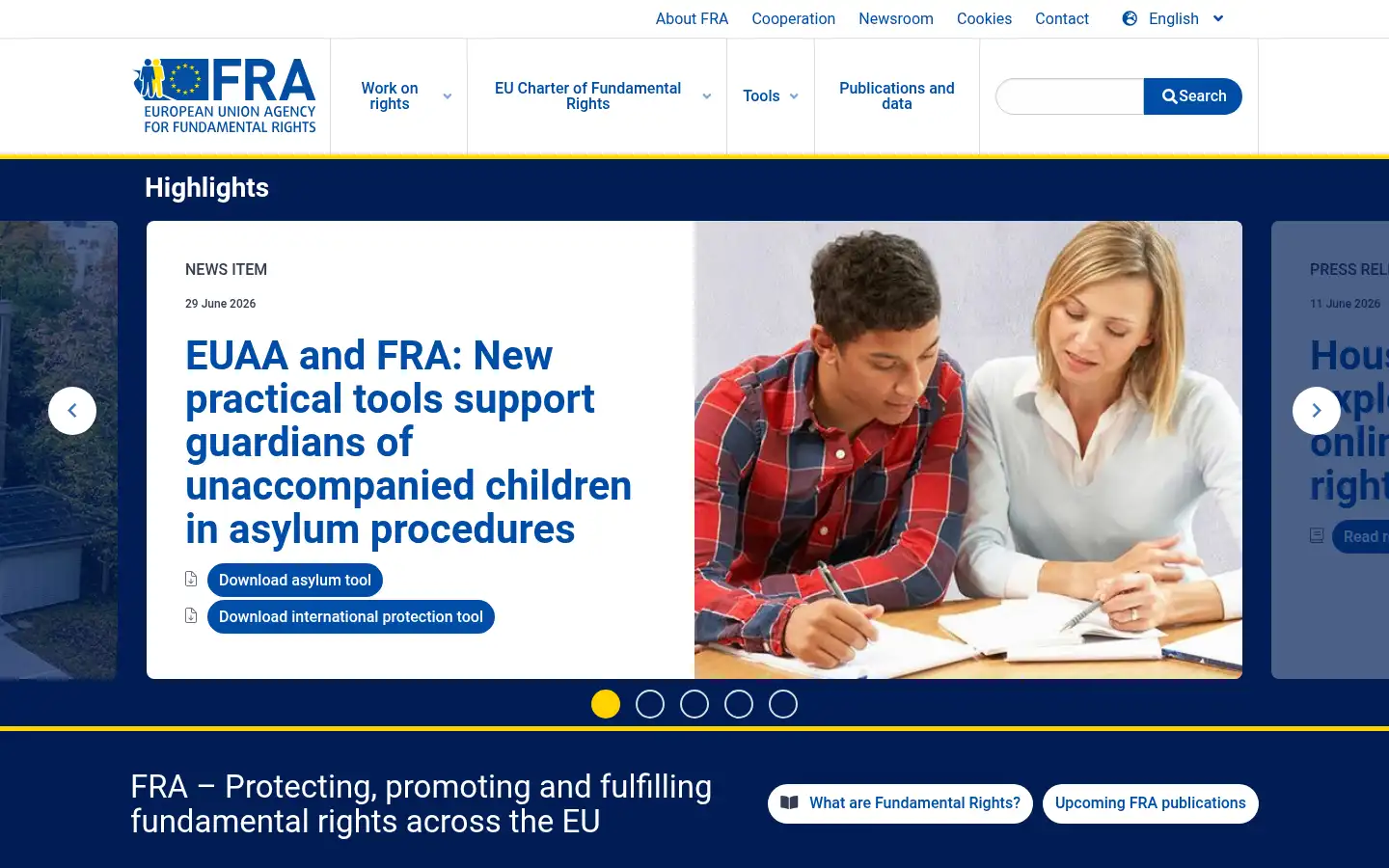 Screenshot of fra.europa.eu