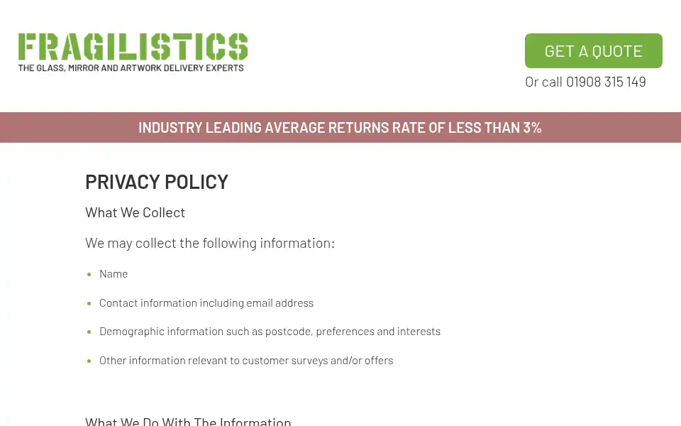 Screenshot of fragilistics.co.uk