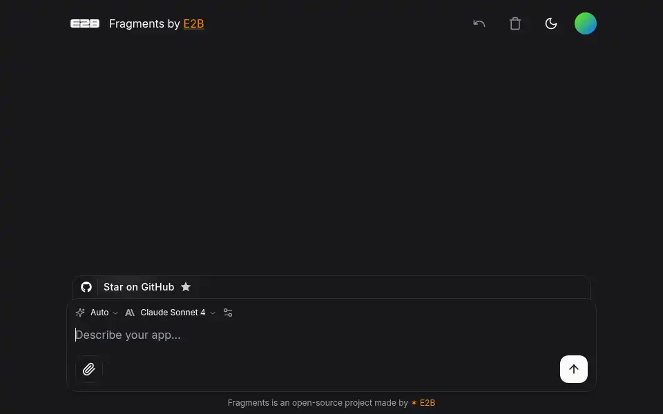 Screenshot of fragments.e2b.dev