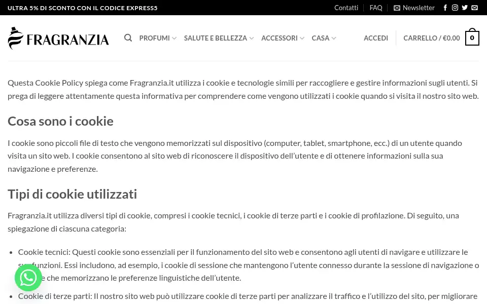 Screenshot of fragranzia.it