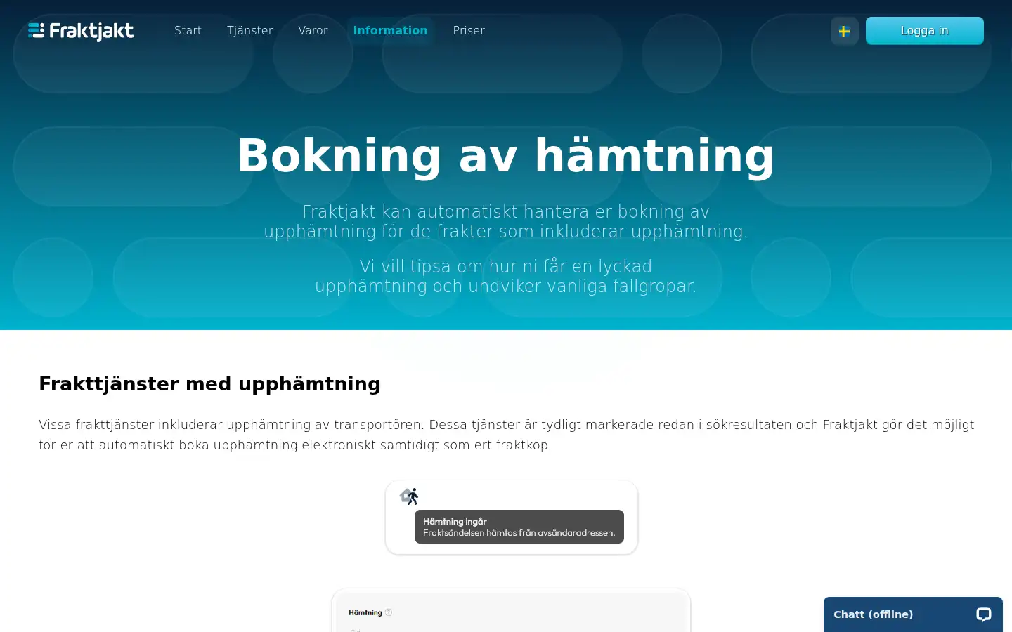 Screenshot of fraktjakt.se