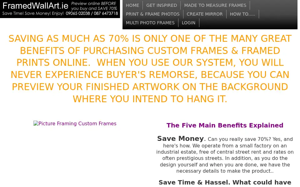 Screenshot of framedwallart.ie