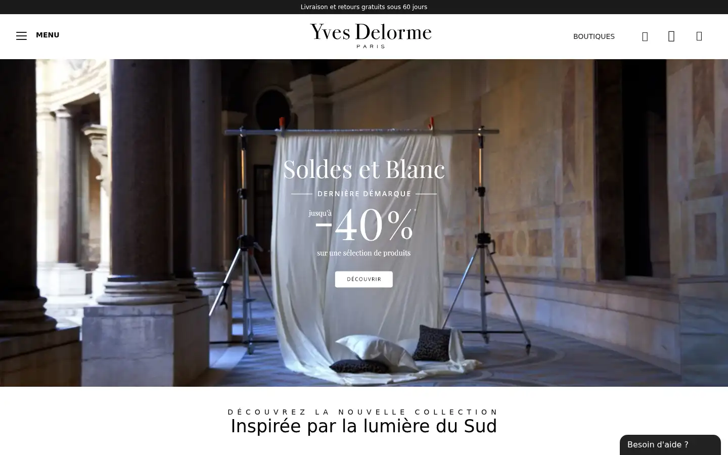 Screenshot of france.yvesdelorme.com