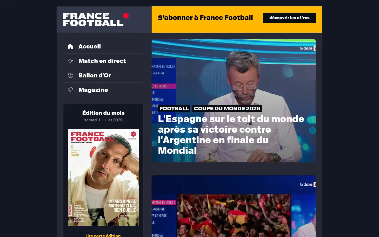 Screenshot of francefootball.fr