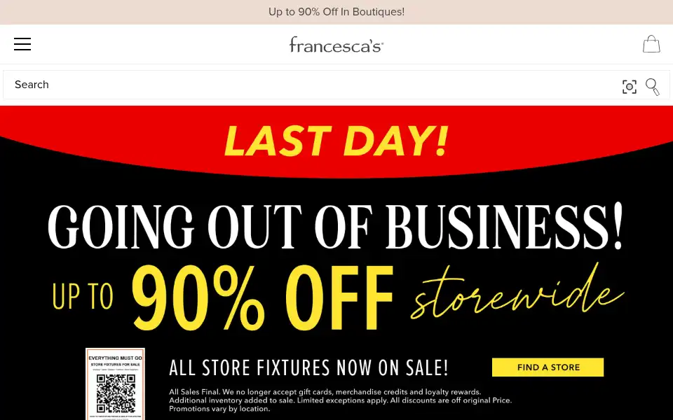 Screenshot of francescas.com