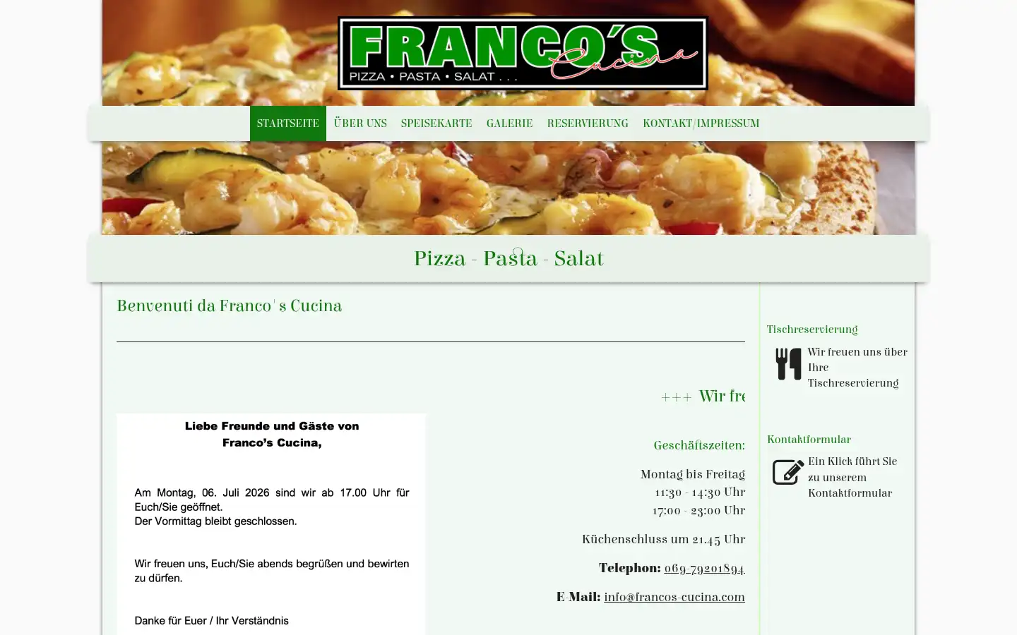Screenshot of francos-cucina.com