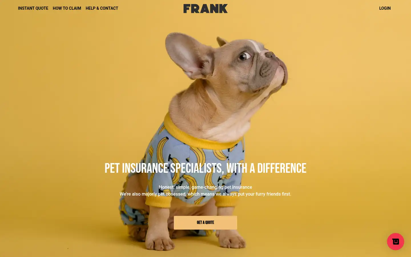 Screenshot of frankpetinsurance.co.uk