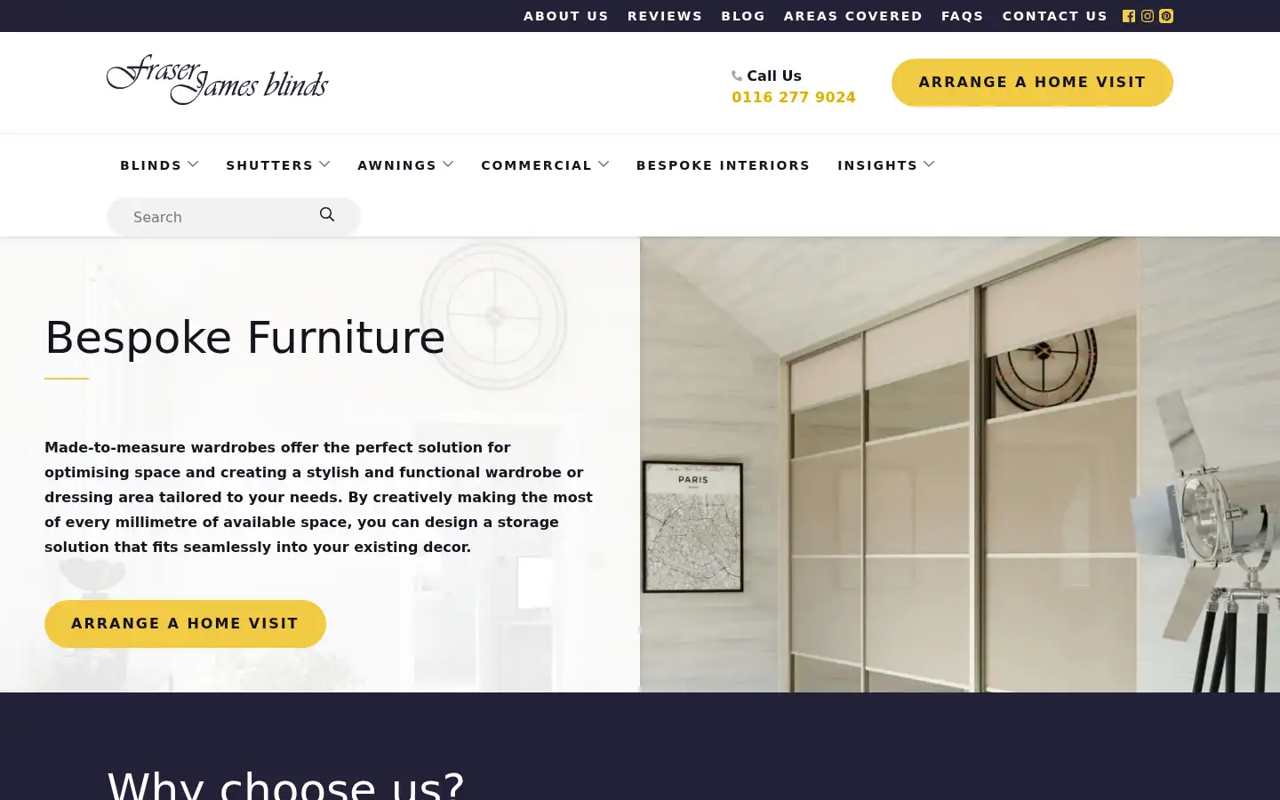 Screenshot of fraserjamesblinds.co.uk