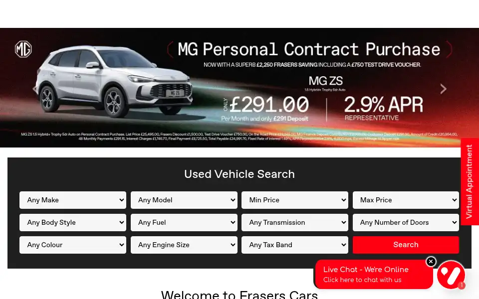 Screenshot of fraserscars.co.uk