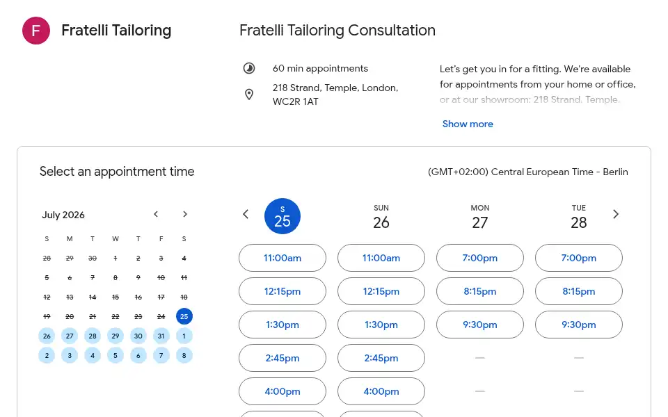 Screenshot of fratelli-tailoring.com
