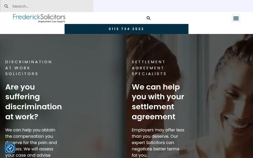 Screenshot of fredericksolicitors.co.uk