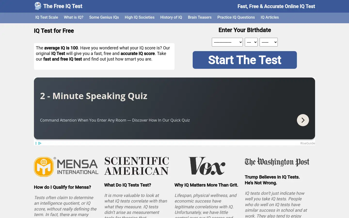 Screenshot of free-iqtest.net