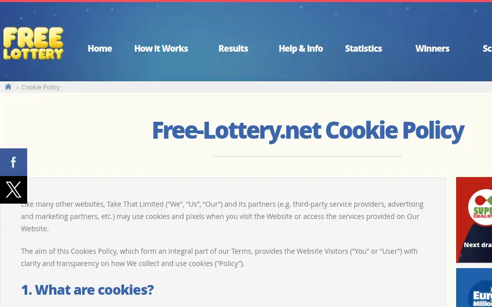 Screenshot of free-lottery.net