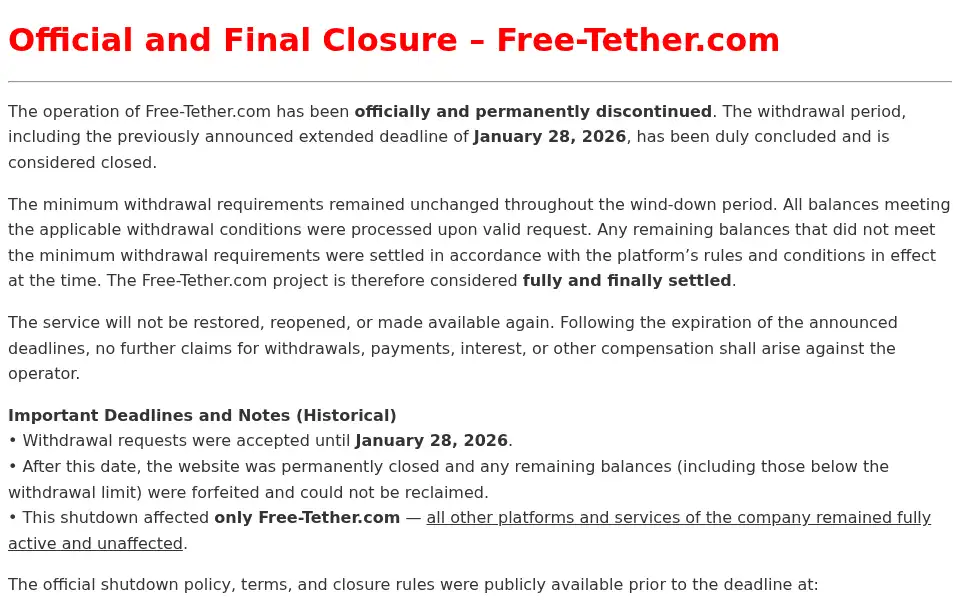 Screenshot of free-tether.com