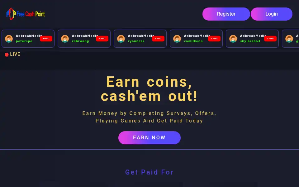 Screenshot of freecashpoint.com