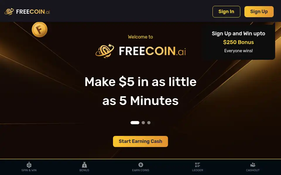 Screenshot of freecoin.ai