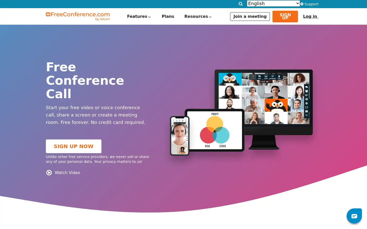 Screenshot of freeconference.com