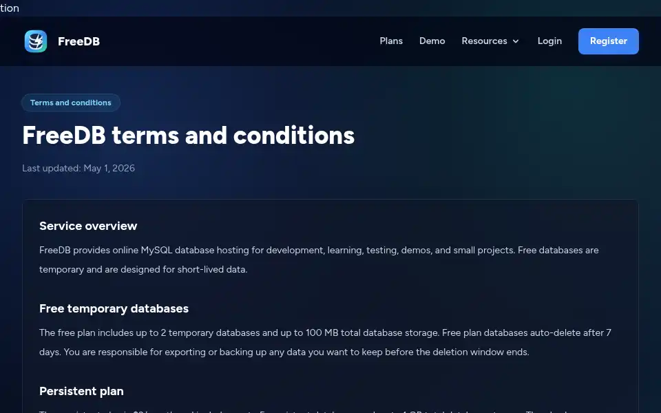 Screenshot of freedb.tech