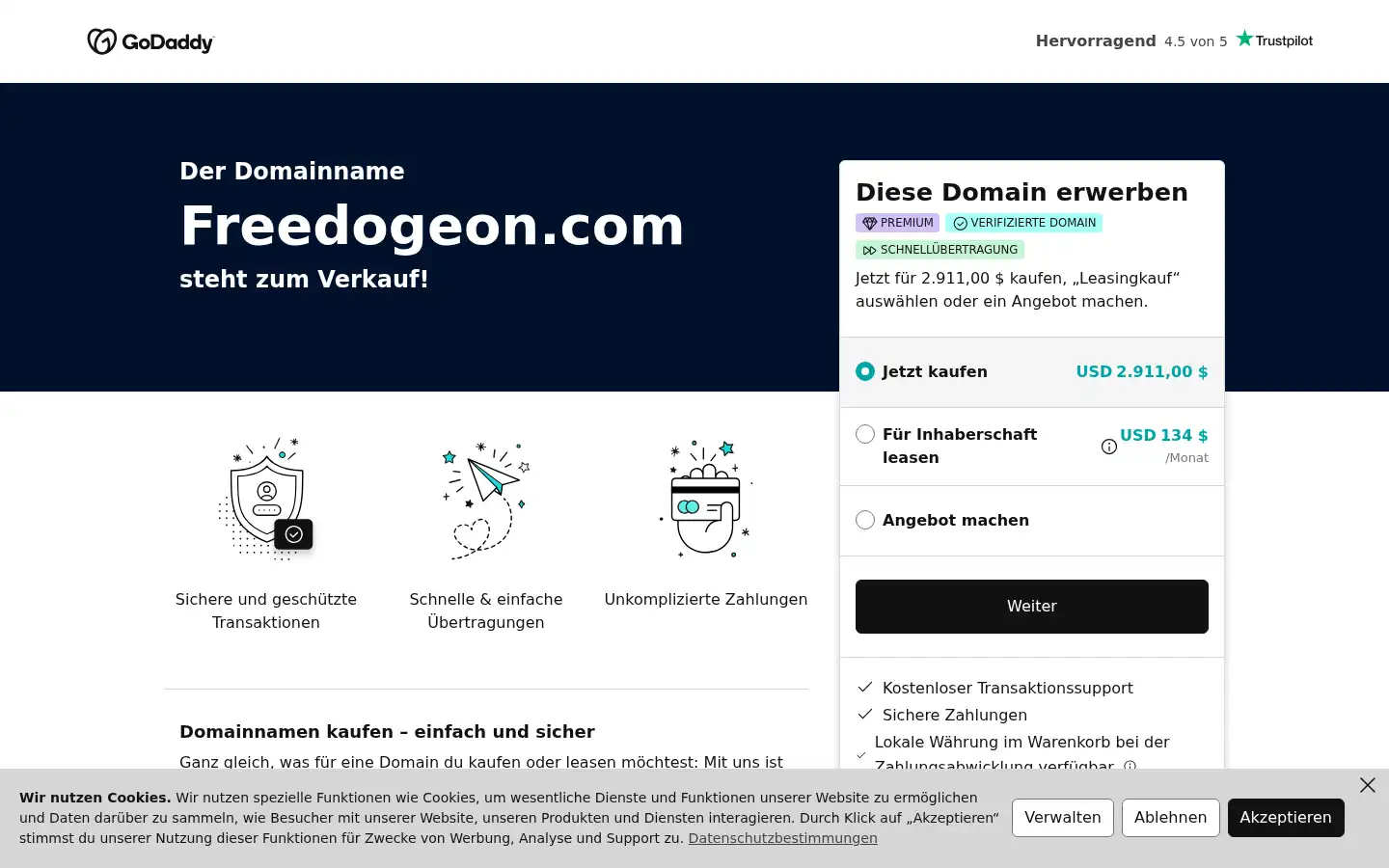 Screenshot of freedogeon.com