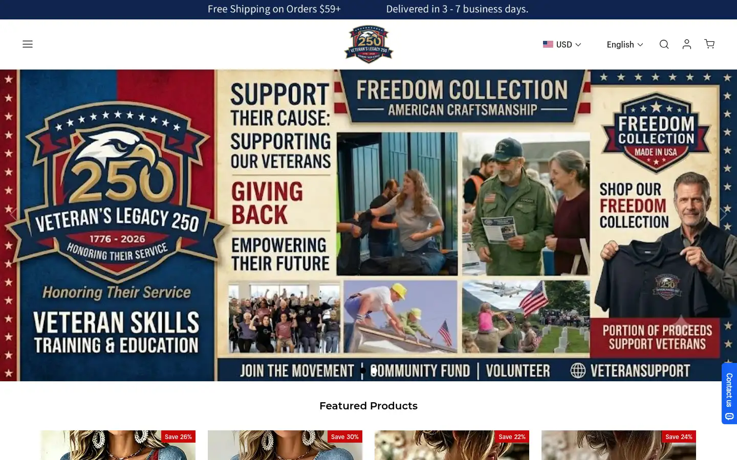 Screenshot of freedom250shirts.com