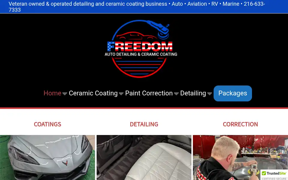 Screenshot of freedomceramiccoatings.com