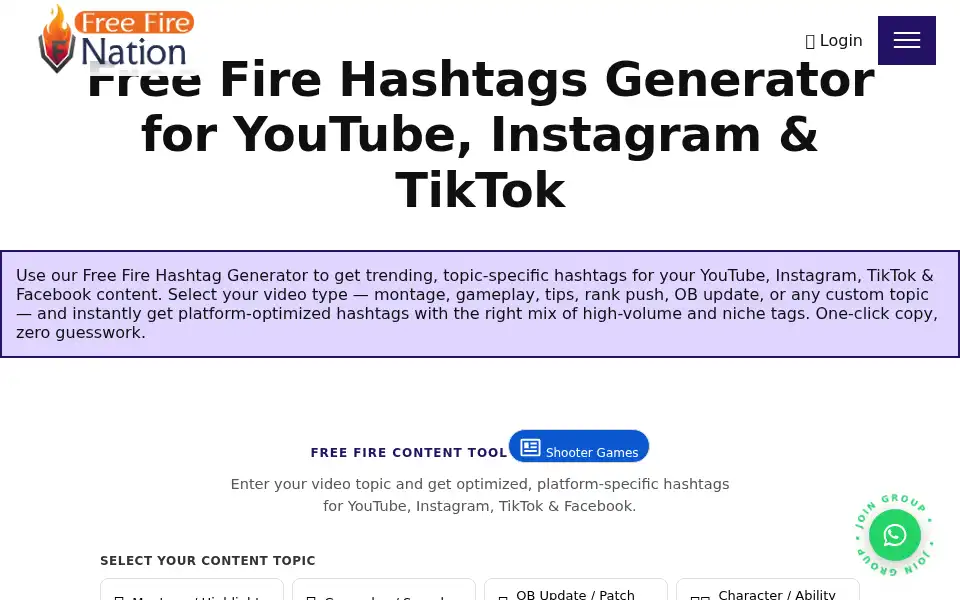 Screenshot of freefirenation.com