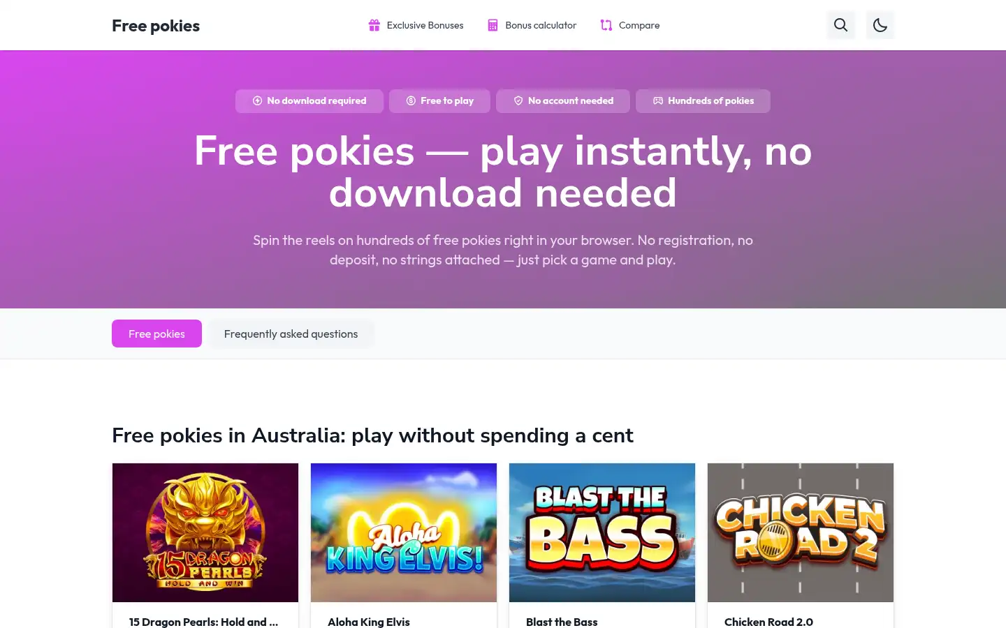 Screenshot of freegamblepokies.org