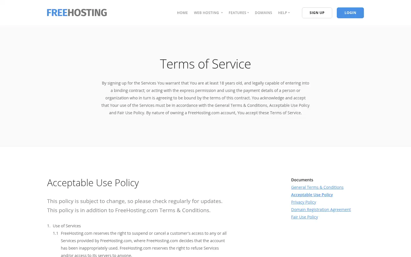 Screenshot of freehosting.com