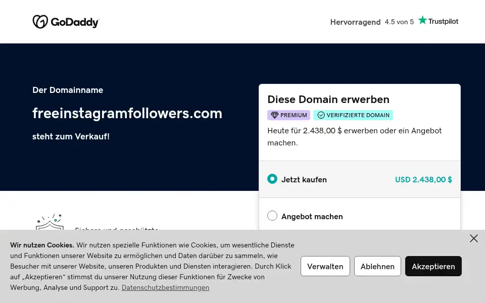Screenshot of freeinstagramfollowers.com
