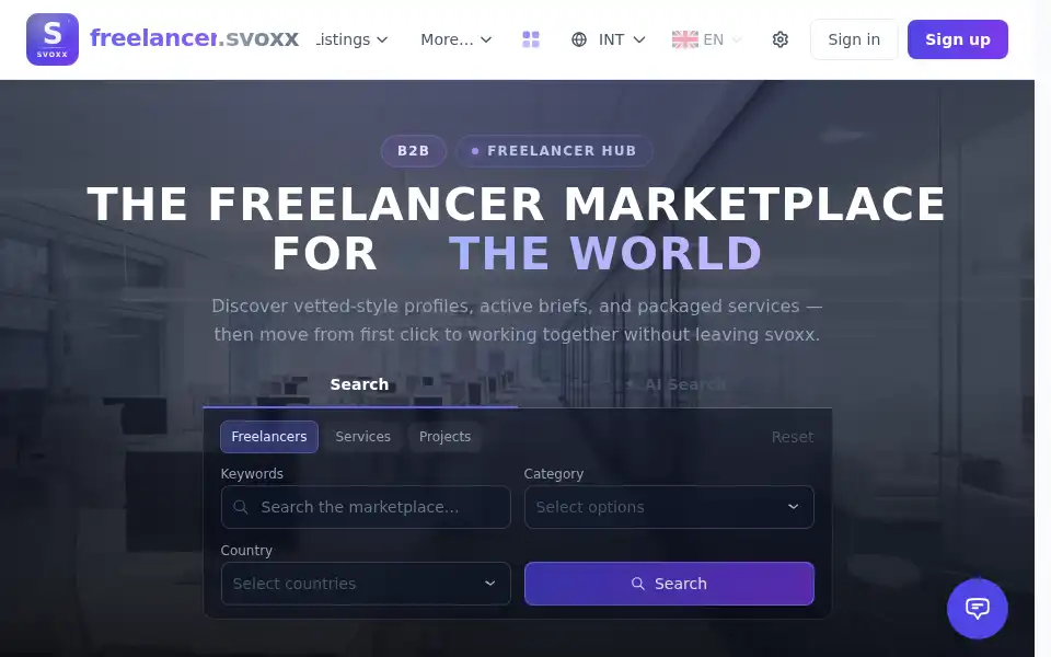 Screenshot of freelancer.svoxx.com
