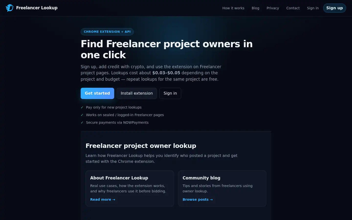 Screenshot of freelancerlookup.com