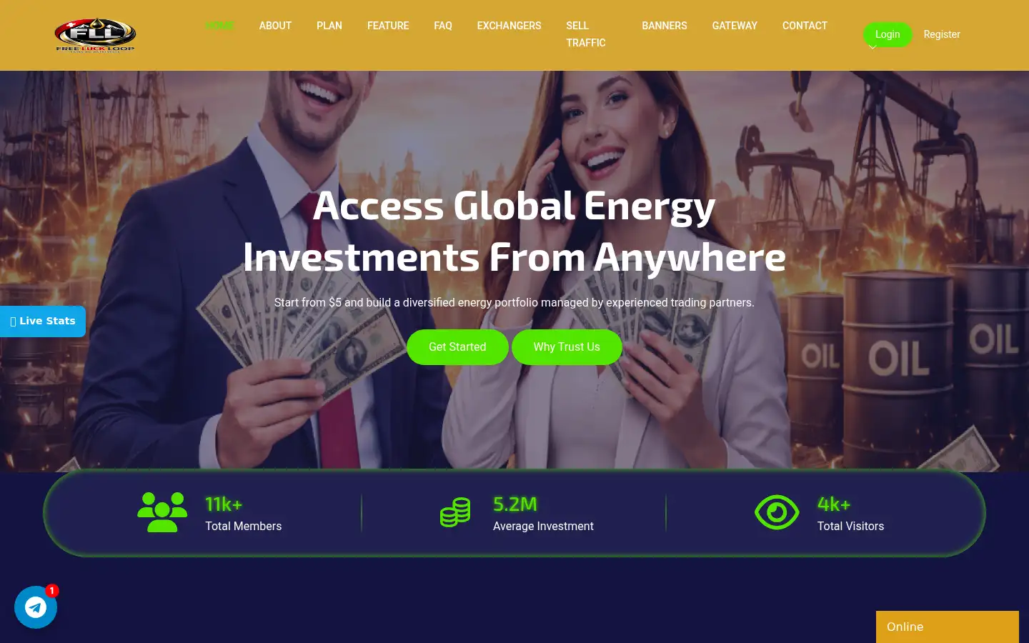 Screenshot of freeluckloop.com