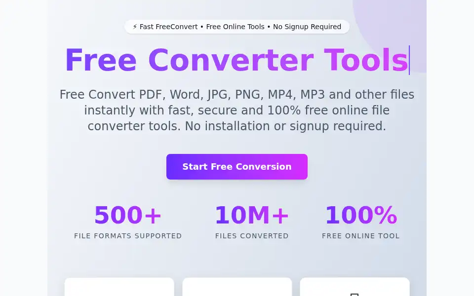 Screenshot of freelyconvert.com