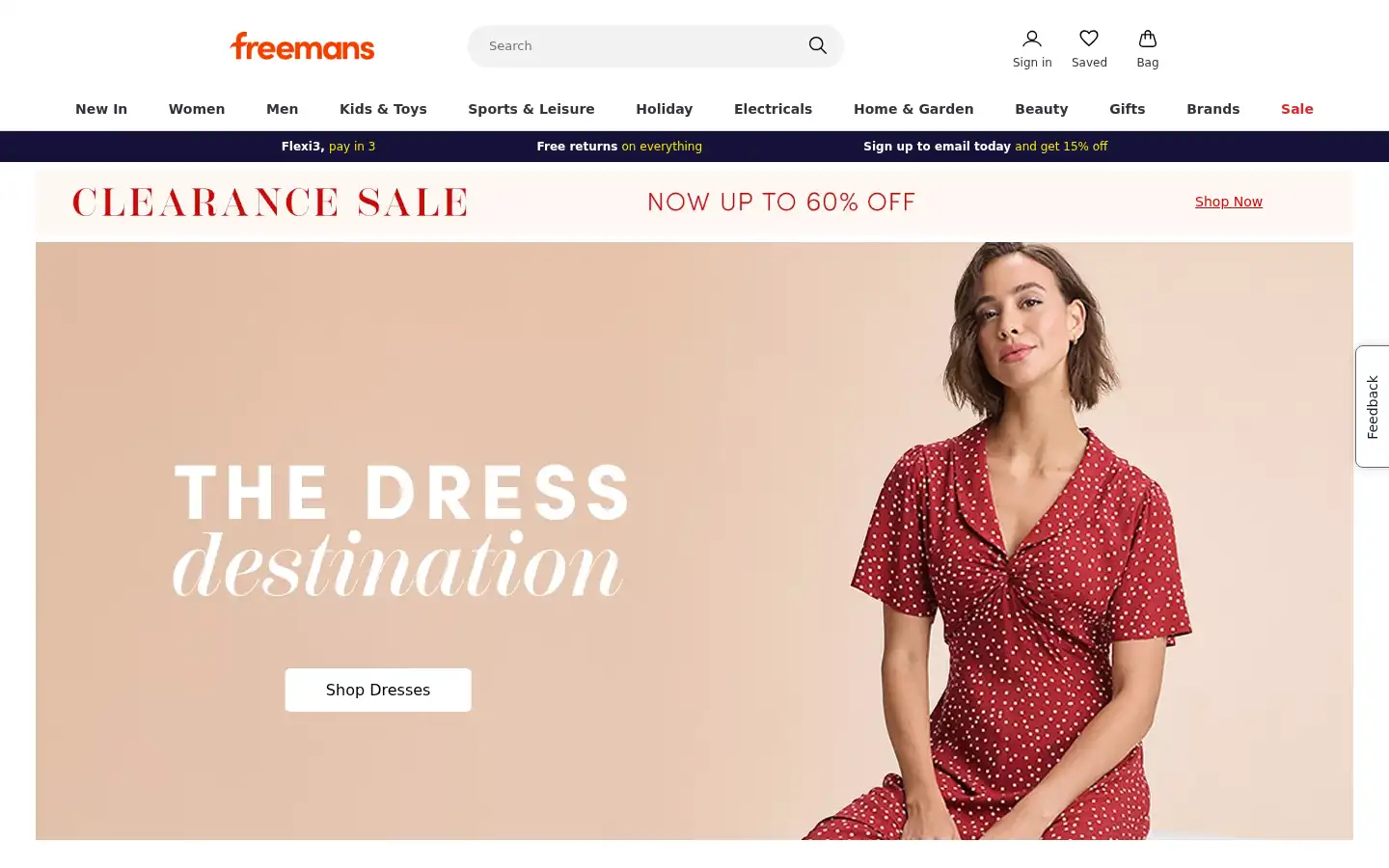 Screenshot of freemans.com