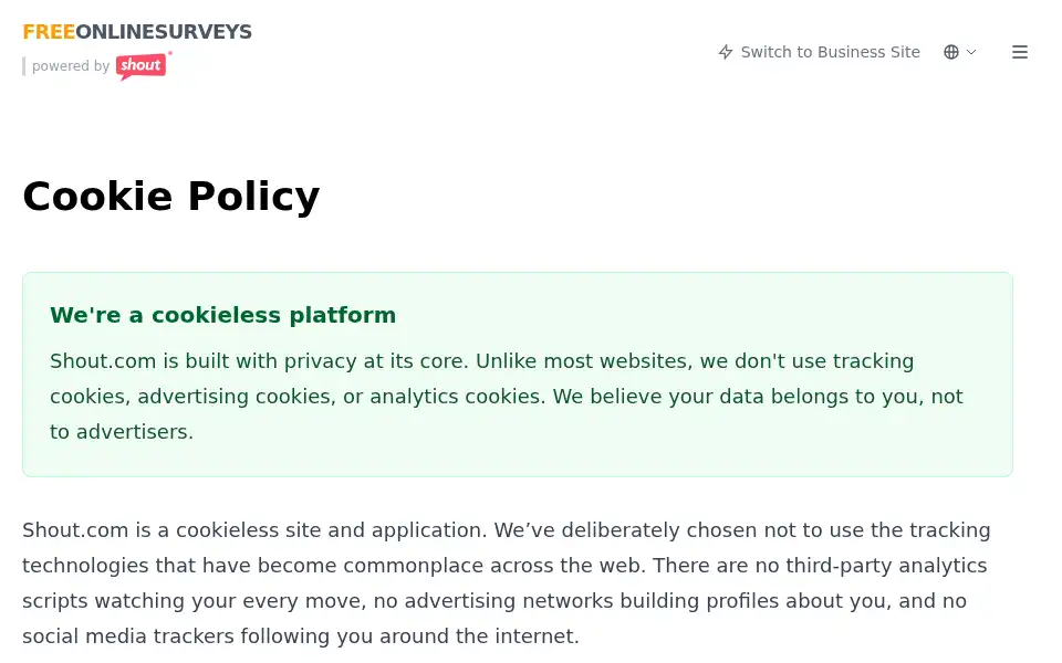 Screenshot of freeonlinesurveys.com