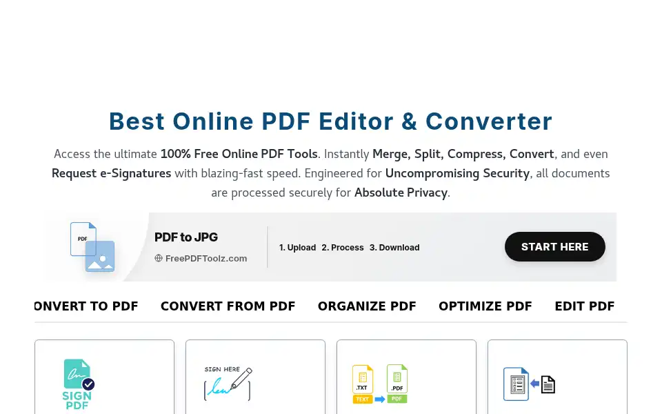 Screenshot of freepdftoolz.com