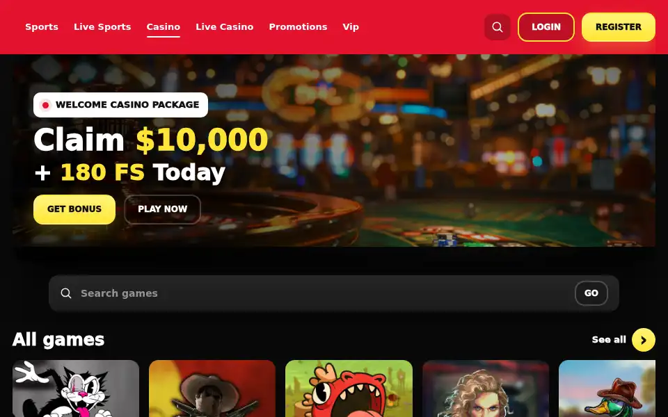 Screenshot of freespinzacasino.org