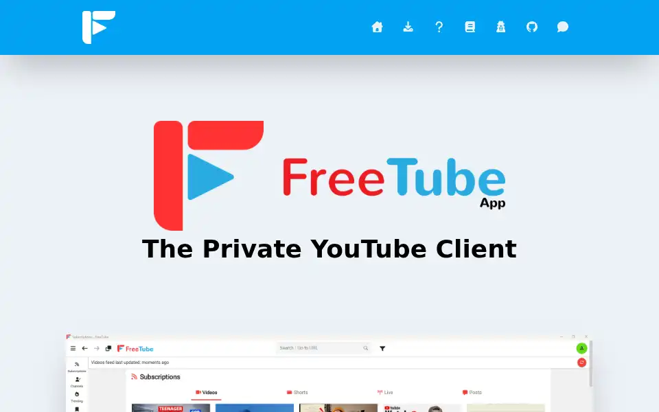 Screenshot of freetubeapp.io