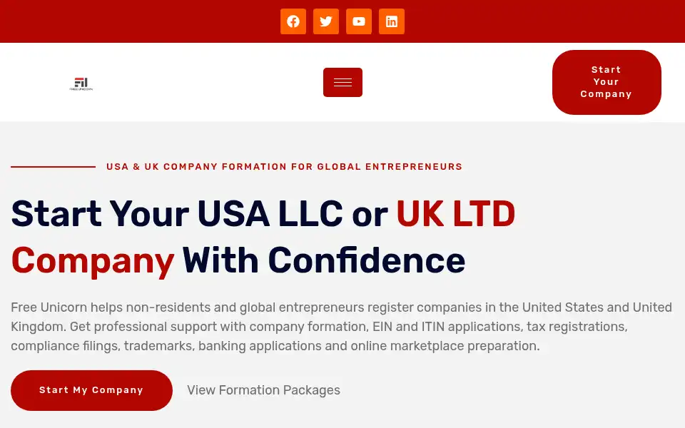 Screenshot of freeunicornllc.com