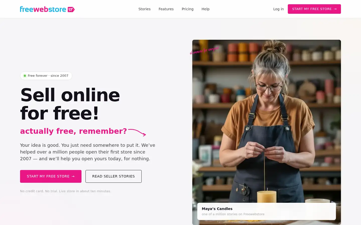 Screenshot of freewebstore.com