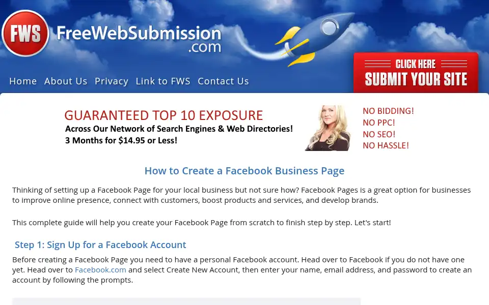 Screenshot of freewebsubmission.com