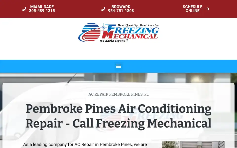 Screenshot of freezingmechanical.com