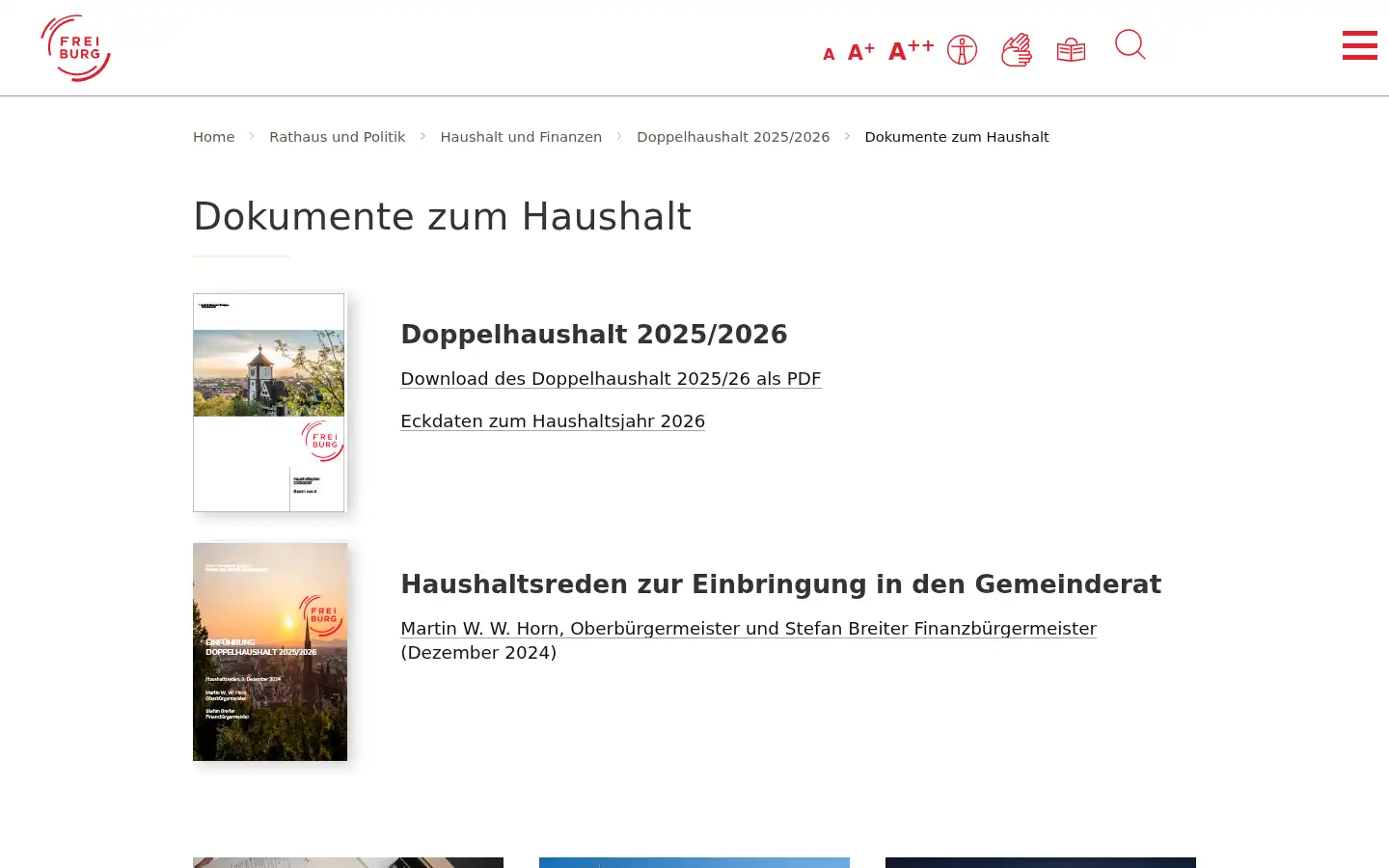 Screenshot of freiburg.de