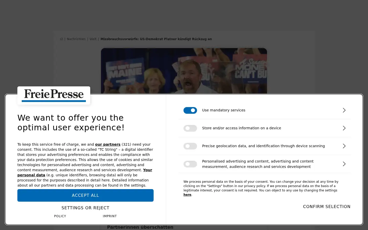 Screenshot of freiepresse.de